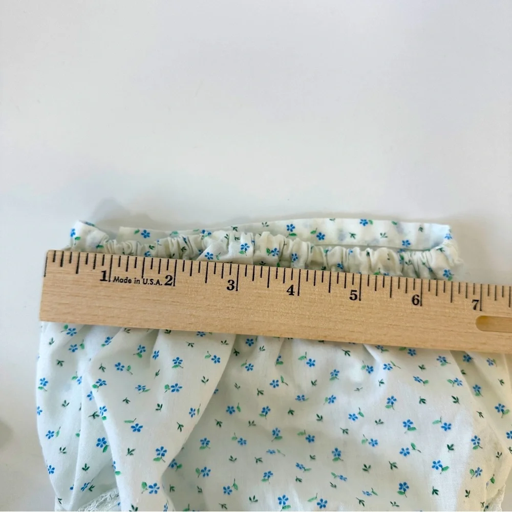 VTG Toddle Time by JcPenney Smocked‎ Dress Bloomer White w/ Blue Flowers 2pc set